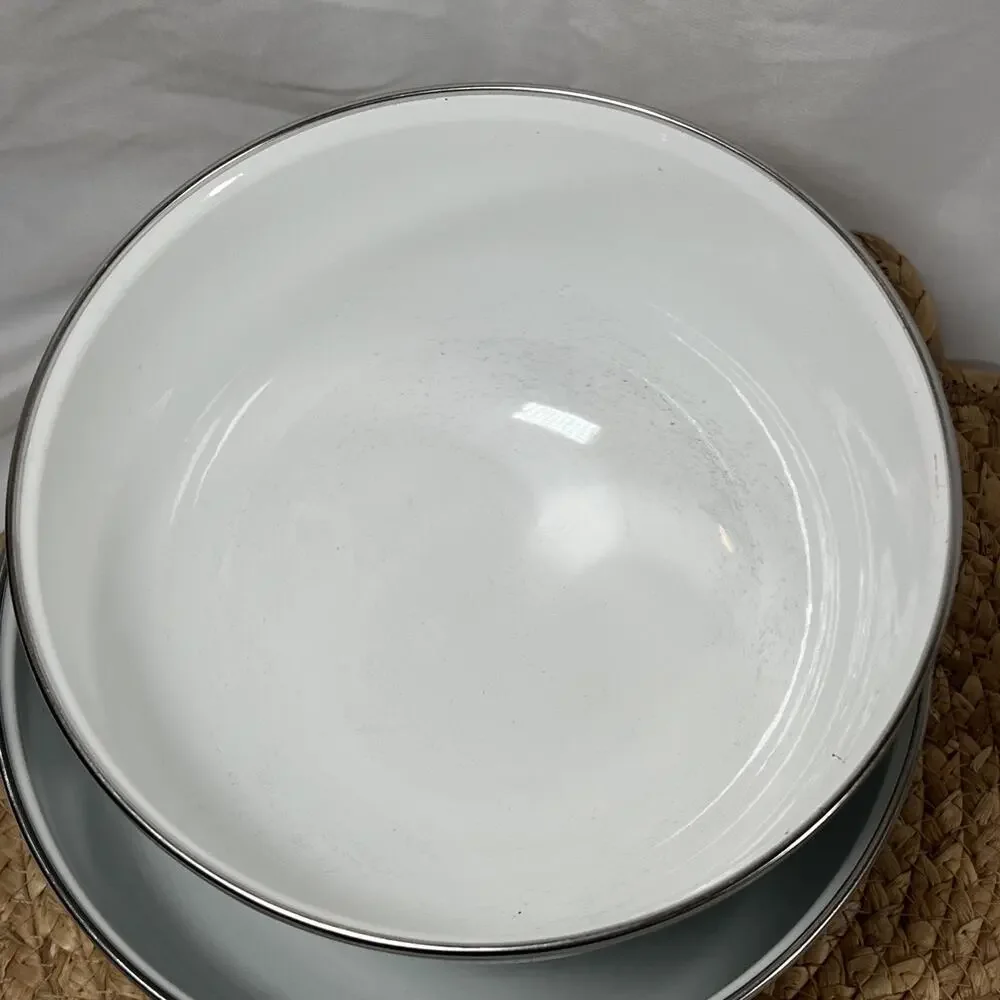 Vintage Baker Hart Stuart Blue Ribbon Goose Enamel Nesting Bowls Set of 3 B & D